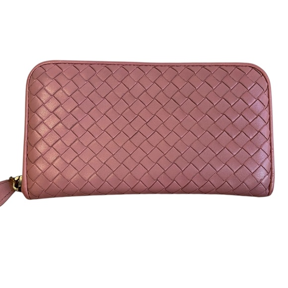 Authentic Bottega Veneta Intrecciato Leather Zip-Around Long Wallet - Pink Mauve - Picture 15 of 15
